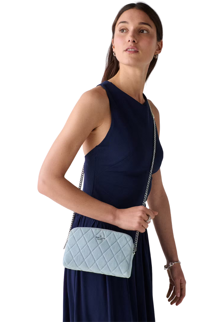 ( PREORDER ) Kate Spade Carey Denim Mini Camera Bag In Blue Multicolor KN708