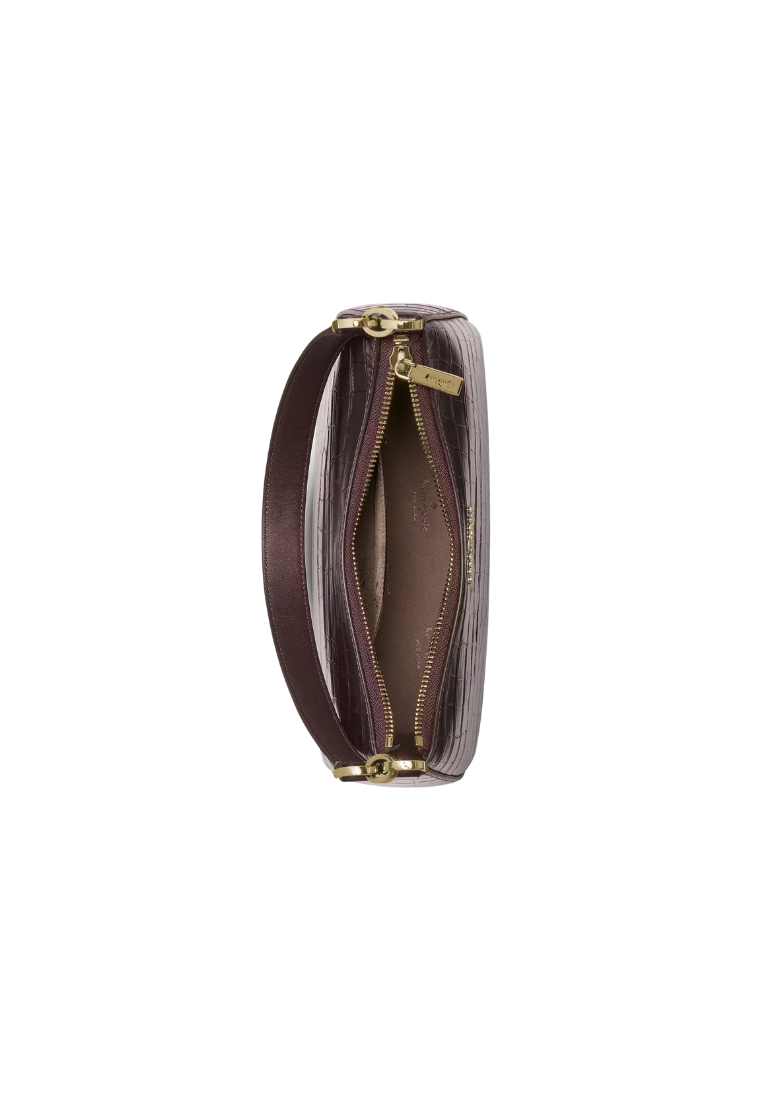 ( PREORDER ) Kate Spade Margot Metallic Croc Embossed Convertible Shoulder Bag In Hot Fudge KN246