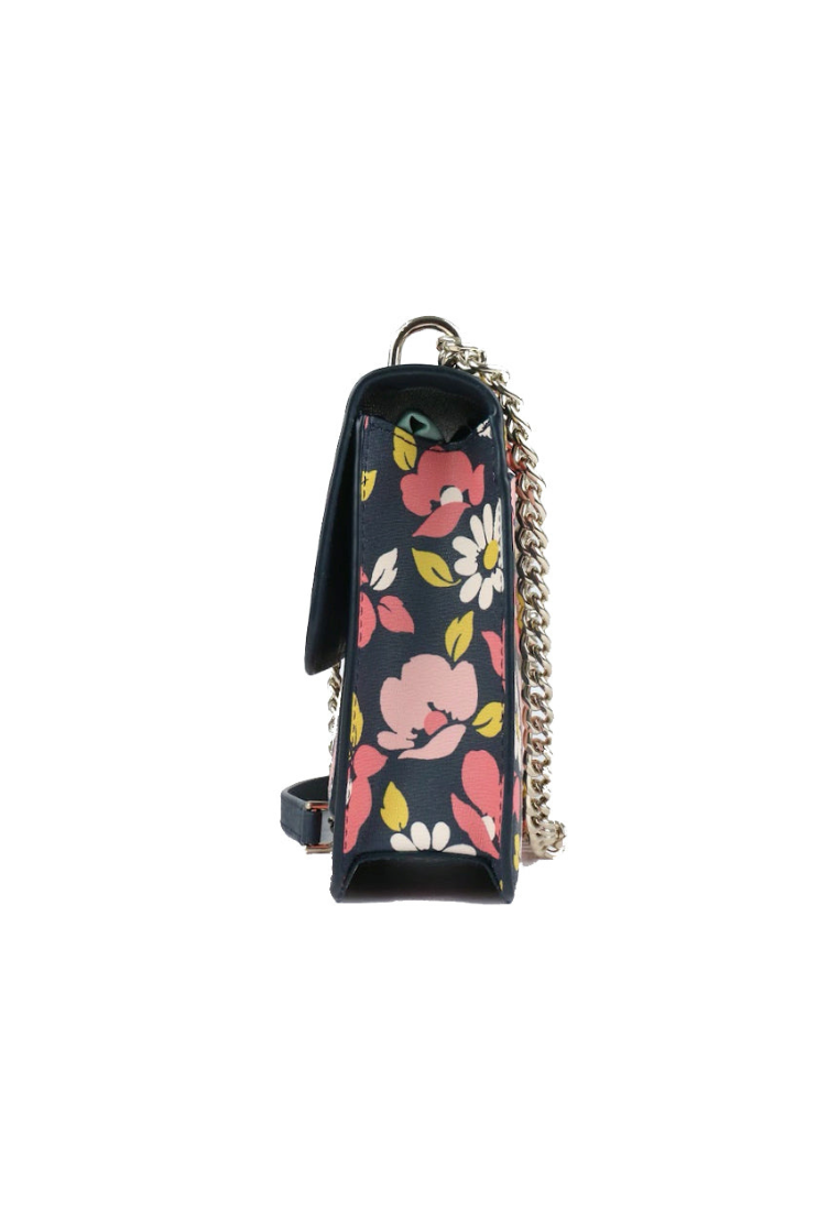 Kate Spade Remi Flap Chain K6098 Crossbody Bag With Floral Printed In Blue Multi