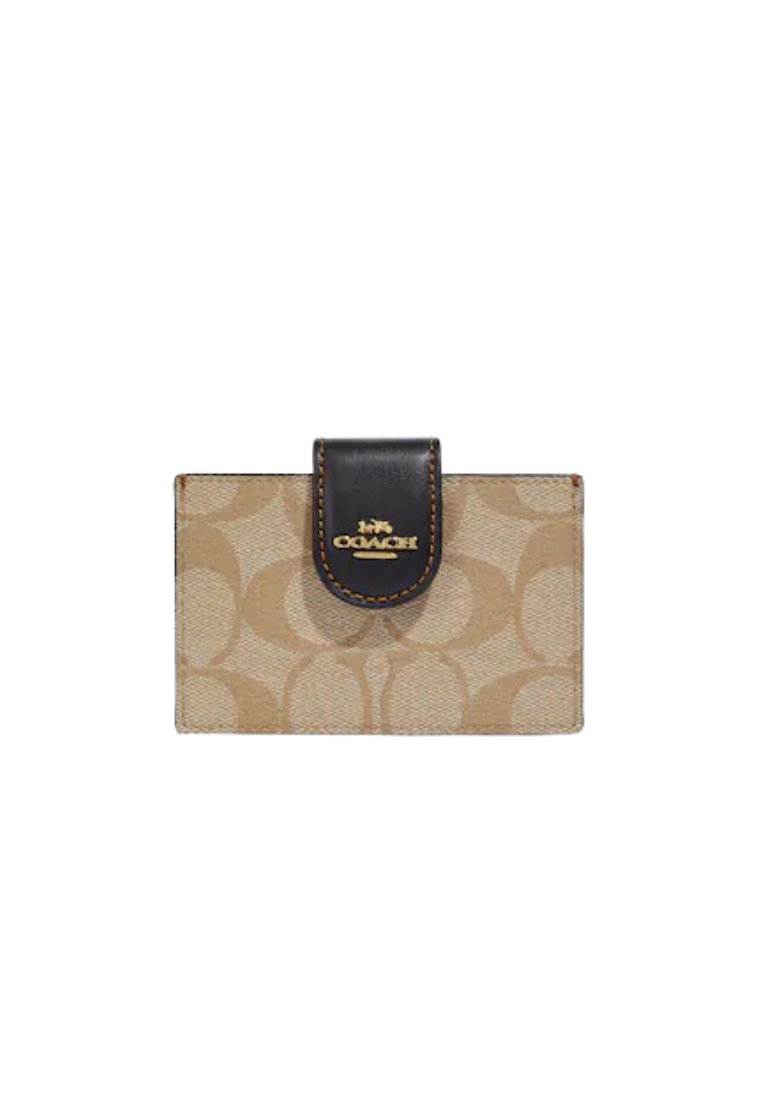 Coach Accordion Card Case In Light Khaki Brown Multi CC846