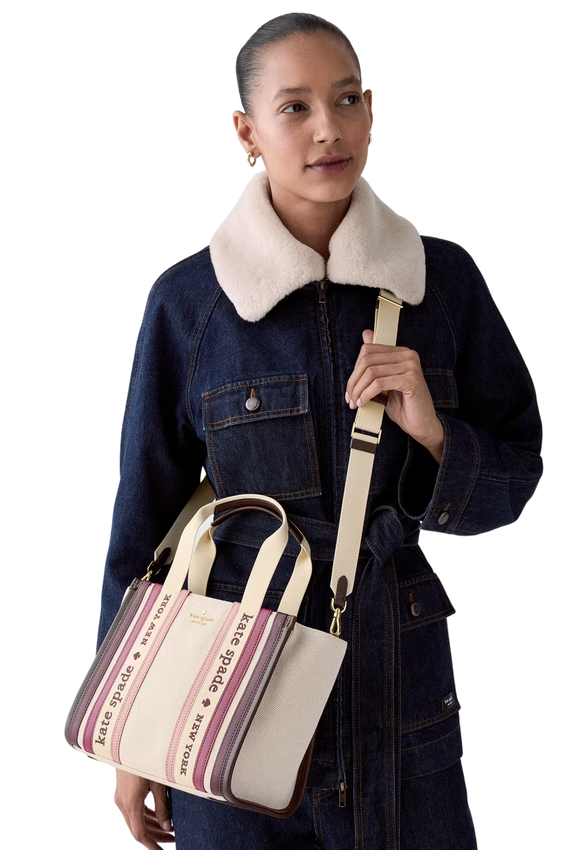 Kate Spade Kip Stripe Small Tote Bag In Deep Cherry Multi KL843