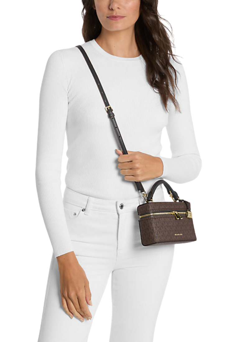 ( PREORDER ) Michael Kors Jana Extra-Small Signature Logo Convertible Crossbody Bag In Brown Black 32F5GQ1C0B