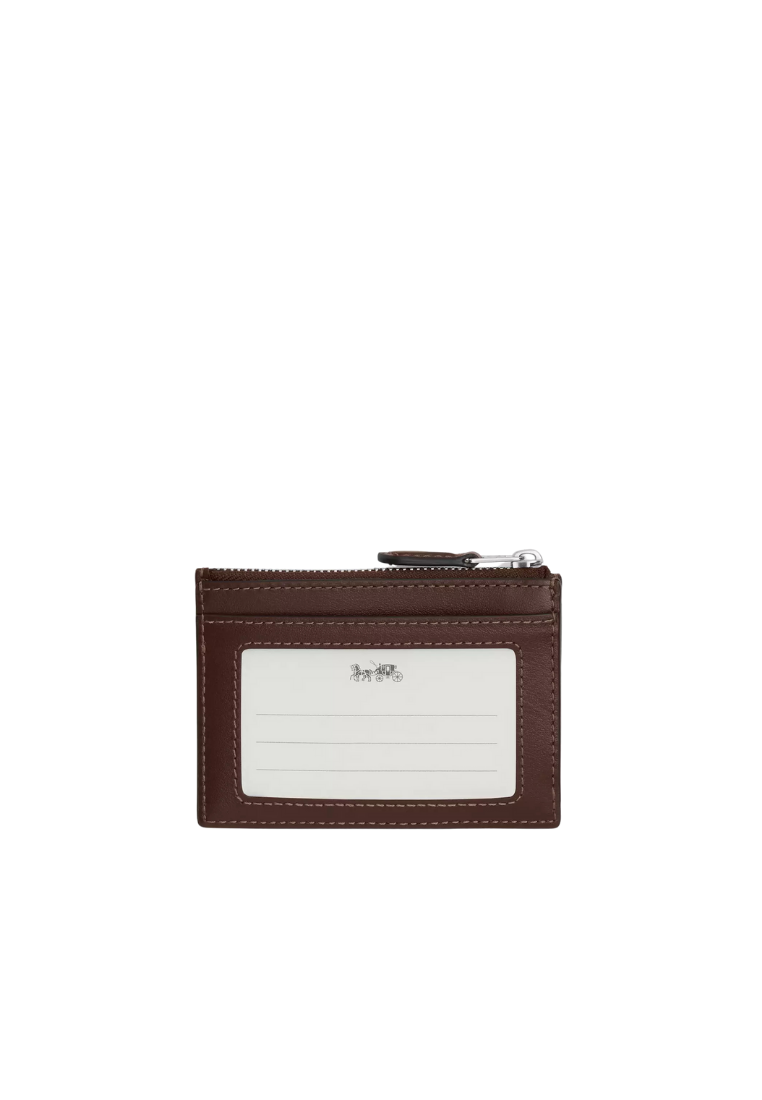 ( PREORDER ) Coach Mini Id Skinny In Signature Jacquard Card Case In Silver Oak Maple CU988