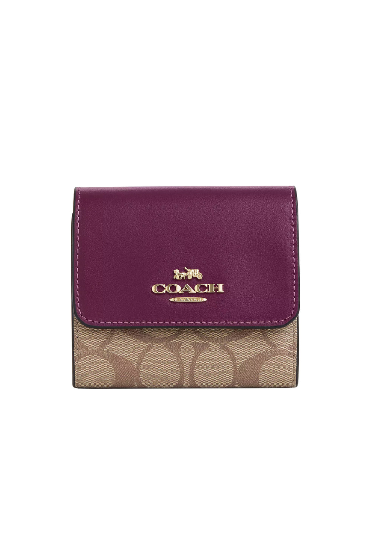 Coach small trifold online wallet in signature canvas