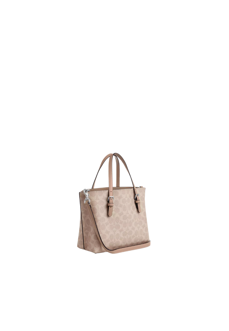 ( PREORDER ) Coach Mollie 25 In Signature Canvas Tote Bag In Silver Sand Taupe CV965