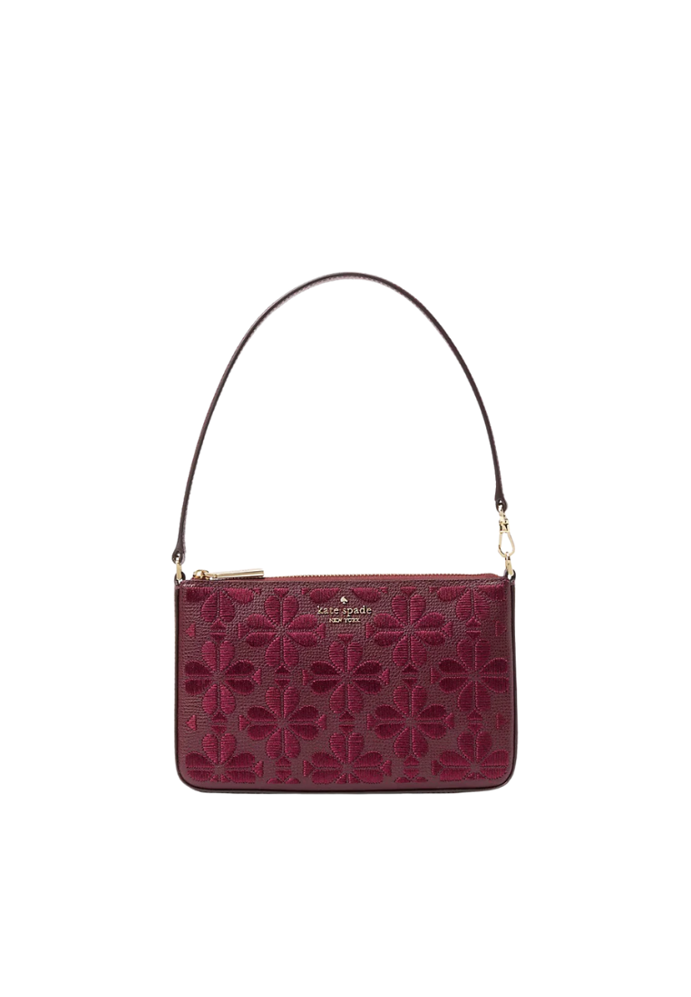 Kate Spade Spade Flower Embroidered Wallet Convertible In Dark Merlot KL898