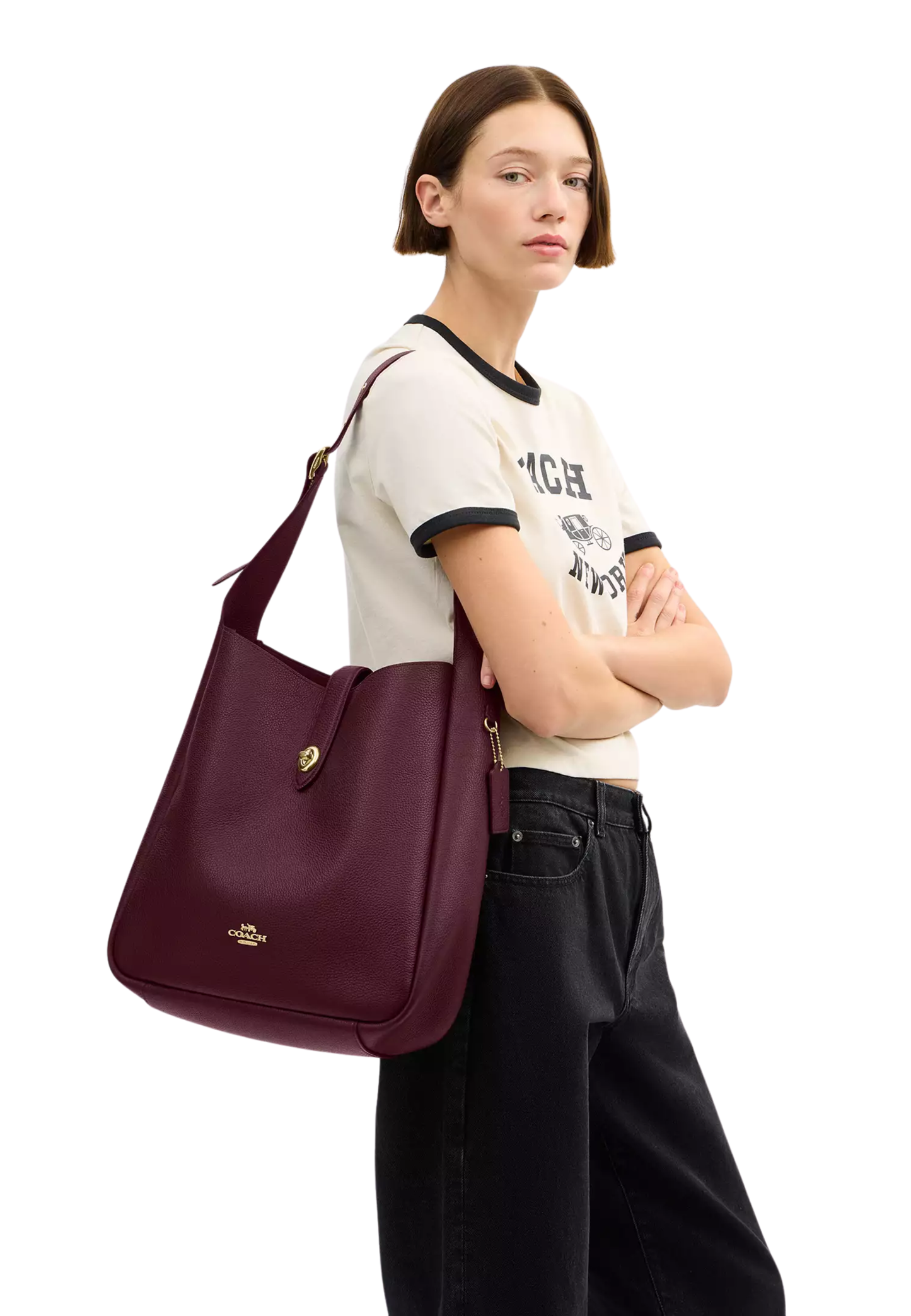 Coach Hadley Shoulder Bag Large In Dark Wine CCD65