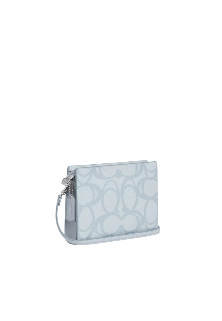 ( PREORDER ) Coach Slim In Sketch Signature Canvas Crossbody Bag In Silver Ice Blue CBL93