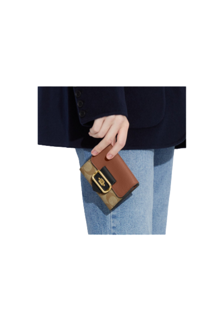 Coach Small Morgan CF472 Wallet In Colorblock Signature Canvas In Khaki Multi