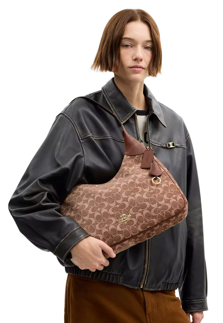 ( PREORDER ) Coach Ella In Signature Chenille Shoulder Bag In Vintage Brown CCE49