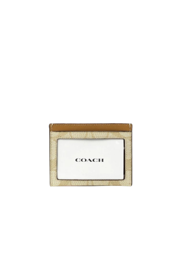 Coach Slim Id Card Case CH415 In Signature Canvas In Light Saddle