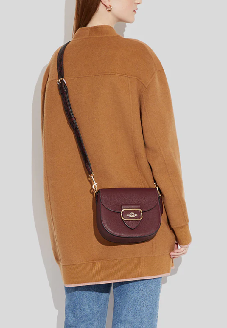 Coach Morgan CE566 Saddle Bag In Black Cherry Multi