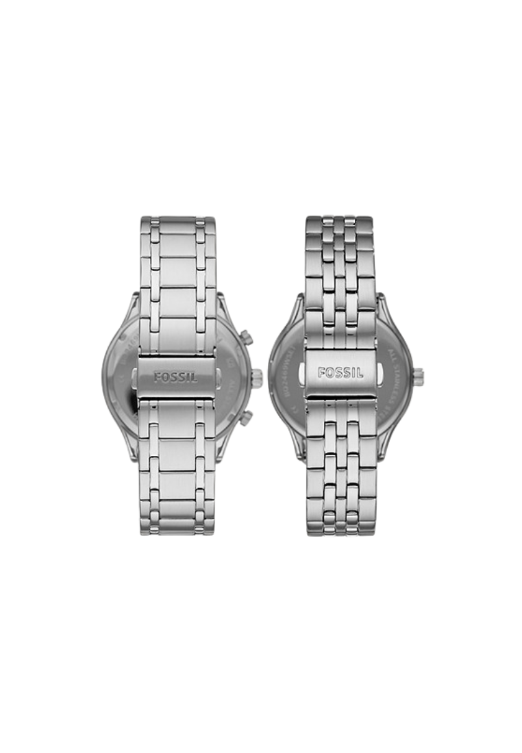 Fossil His And Her Fenmore BQ2468SET Midsize Multifunction Stainless Steel Watch Gift Set