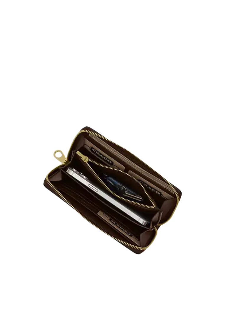 Coach Long Zip Around Wallet Signature Canvas In Sand Taupe CW778