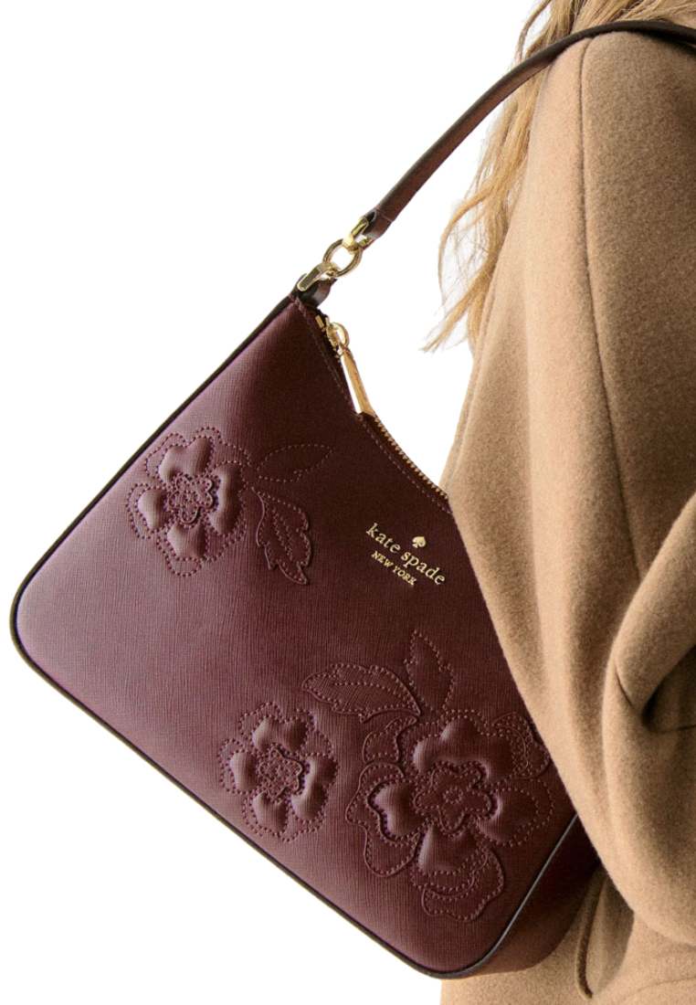 Kate Spade Margot Floral Applique Shoulder Bag In Dark Merlot KM139