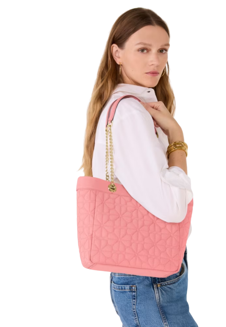 Kate Spade Spade Flower Tote Bag Quilted Fabric In Terracotta KK156