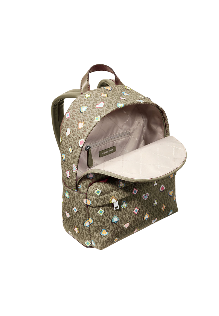 Michael Kors Slater Medium Printed Logo Backpack In Olive 35F5S04B6I