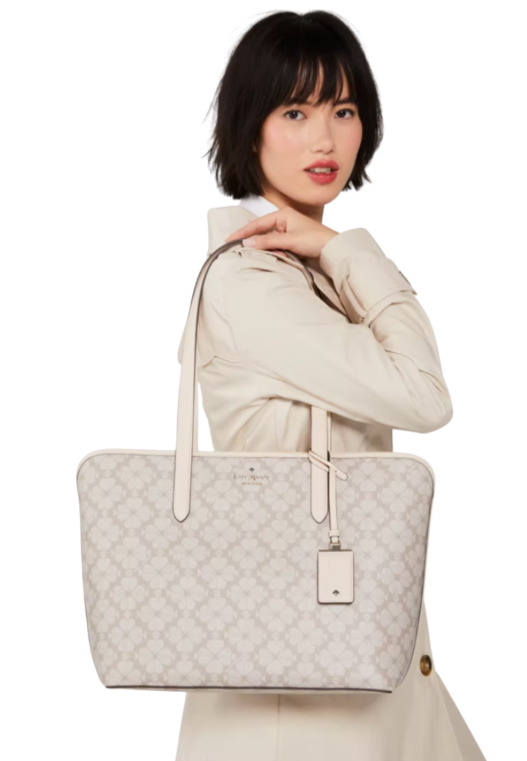 Kate Spade Flower PVC Tote Bag In Dark Beige KG086
