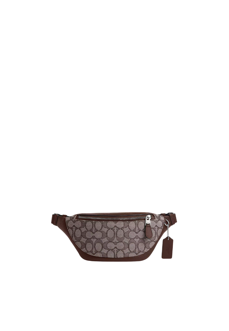 ( AS IS ) Coach Warren Mini Belt bag In Signature Jacquard In Maple CT871