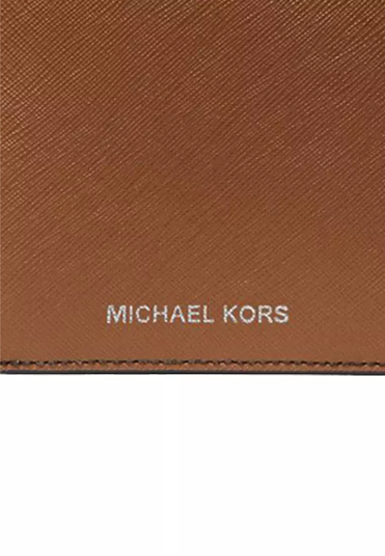 ( AS IS ) Michael Kors Harrison Billfold Wallet With Coin Pocket In Luggage 36U9LHRF3L