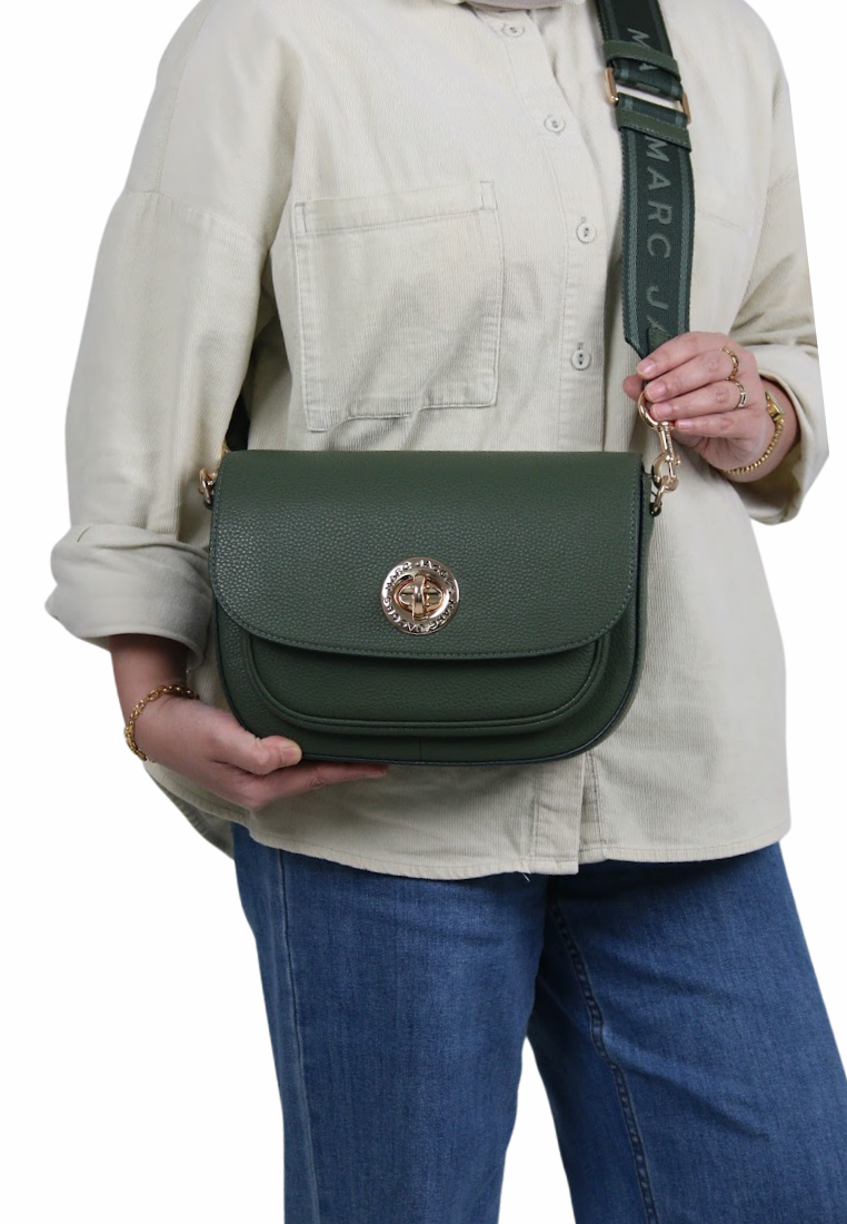 Marc Jacobs Large Signet Turnlock Saddle Bag In Spruce 4F3HMS013H02