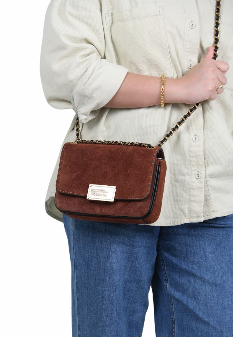 Marc Jacobs The Plaza Suede Shoulder Bag In Cognac 4F5HSH076H01