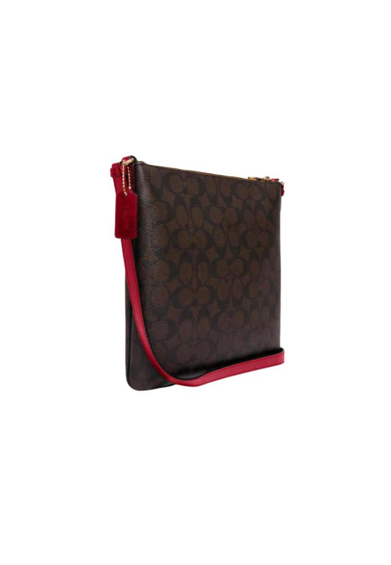 Coach Rowan File Bag C1554 Signature Canvas In Brown Red