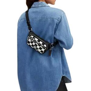 Coach Elias Mini Belt Bag With Checkerboard Print In Black Chalk CR210