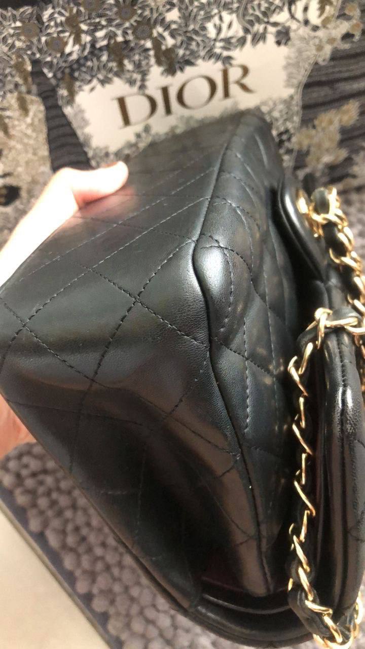 ( PRELOVED ) Chanel Vintage Classic Double Flap Bag Quilted Lambskin Black 25