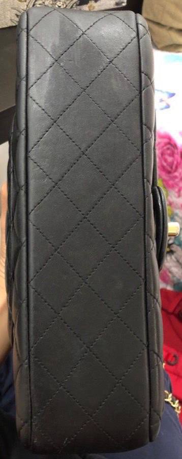 ( PRELOVED ) Chanel Vintage Classic Double Flap Bag Quilted Lambskin Black 25