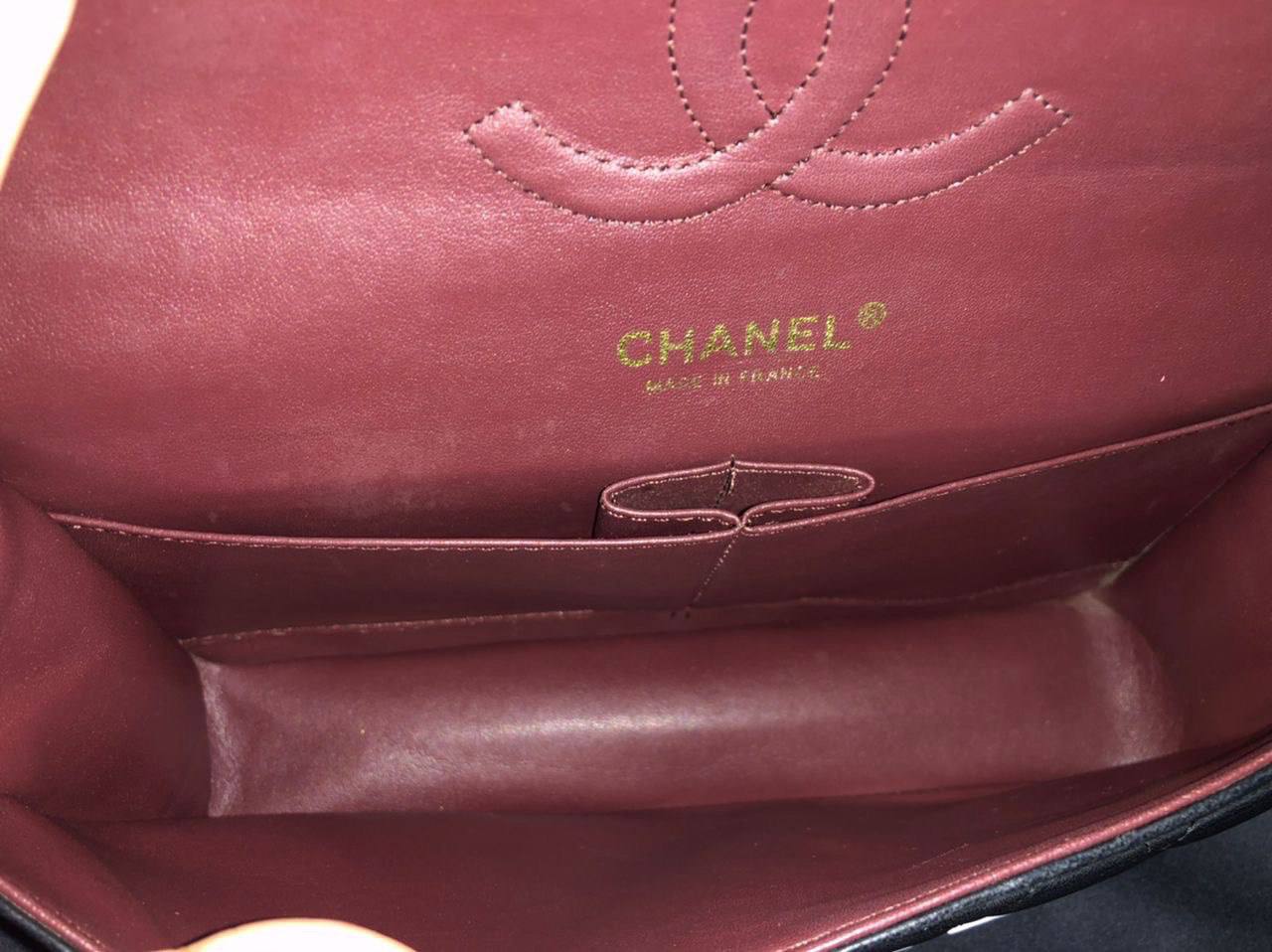 ( PRELOVED ) Chanel Vintage Classic Double Flap Bag Quilted Lambskin Black 25