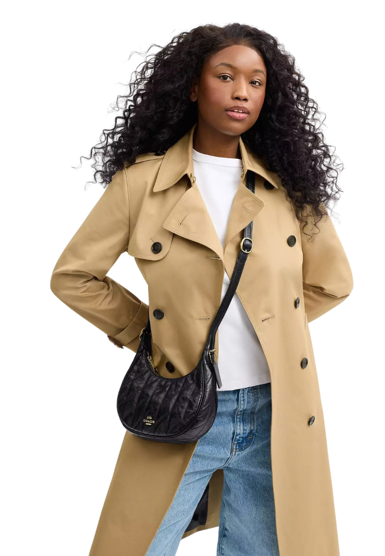 ( PREORDER ) Coach Emily With Quilting Shoulder Bag In Gold Black CDX21