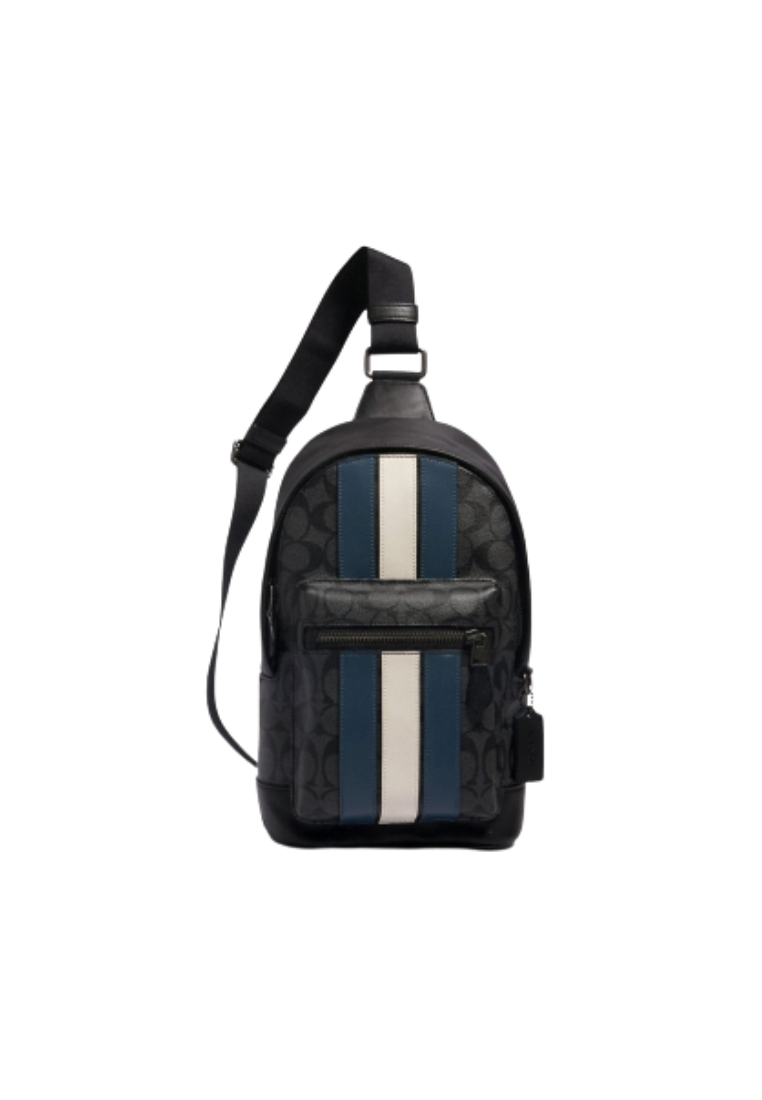 Coach Men West Pack Signature Varsity 2999 In Charcoal Denim Chalk