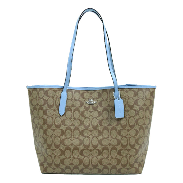 Coach Signature City 5696 Tote Bag In Khaki Marble Blue