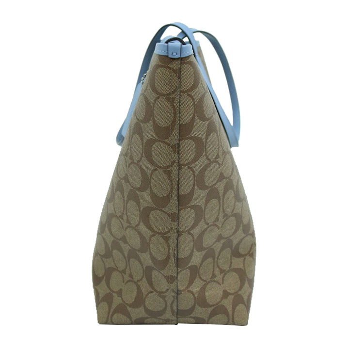 Coach Signature City 5696 Tote Bag In Khaki Marble Blue