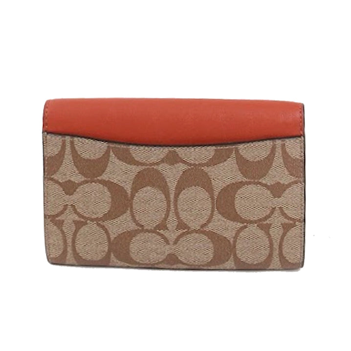 Coach Signature kleo C7374 Snap Wallet In Khaki Multi