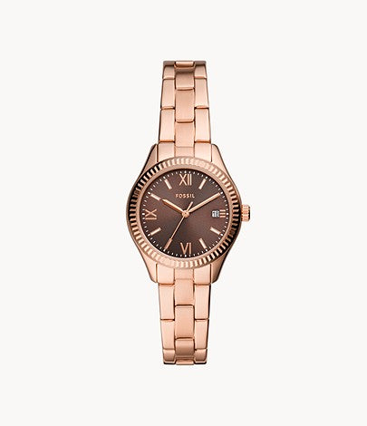 Fossil Rye Three-Hand Date BQ3747 Rose Gold-Tone Stainless Steel Watch