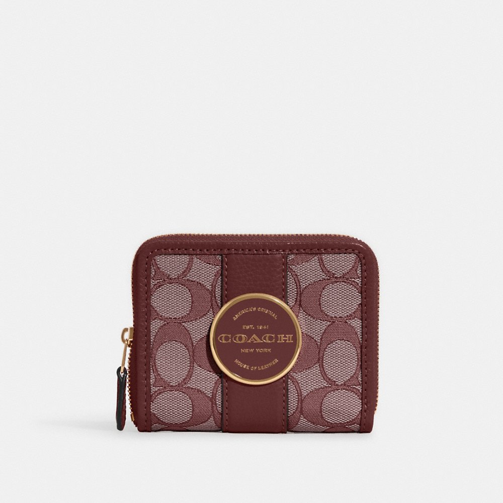 Coach Signature Lonnie C8323 Small Zip Around Wallet In Wine Multi