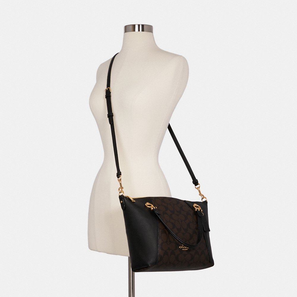 Coach Signature Kacey C6230 Satchel Bag In Brown Black