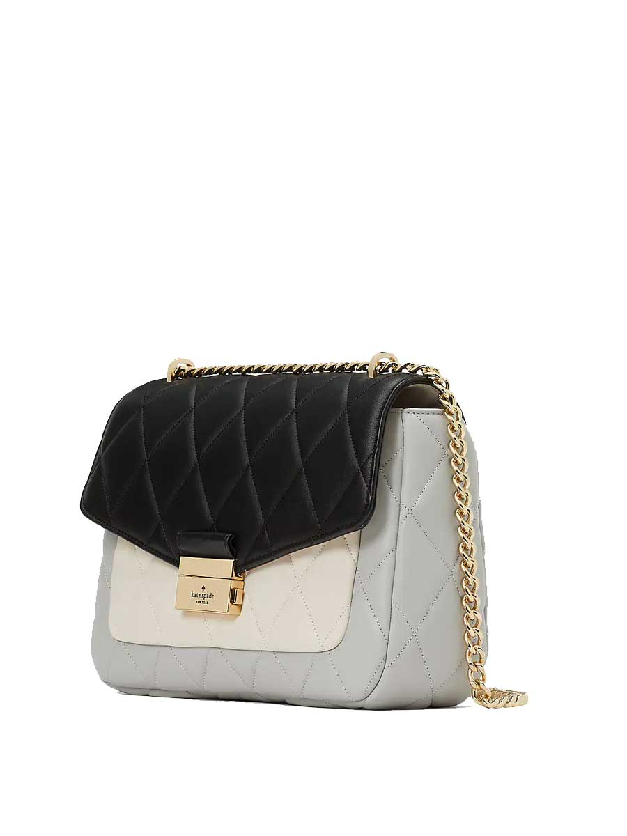 Kate Spade Carey KA762 Medium Flap Shoulder Bag In Platinum Grey