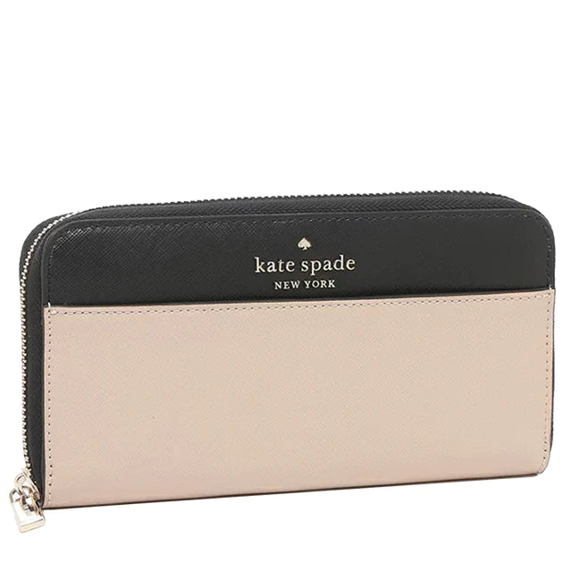 Kate Spade Large Staci WLR00120 Colorblock Continental Wallet In Warm Beige Multi