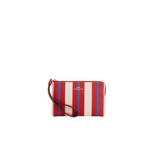 Coach Corner Zip Wristlet With Stripe Print In Chalk Multi CT990