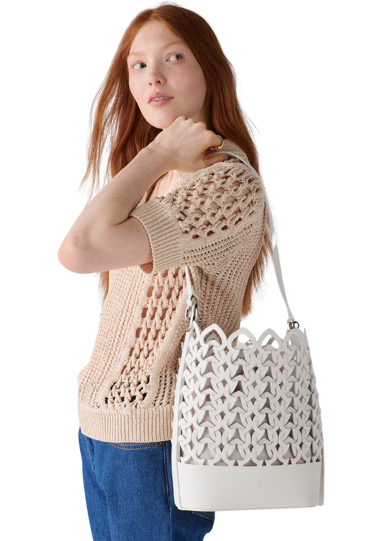 ( PREORDER ) Kate Spade Halo Woven Shoulder Bag In Cream KN924