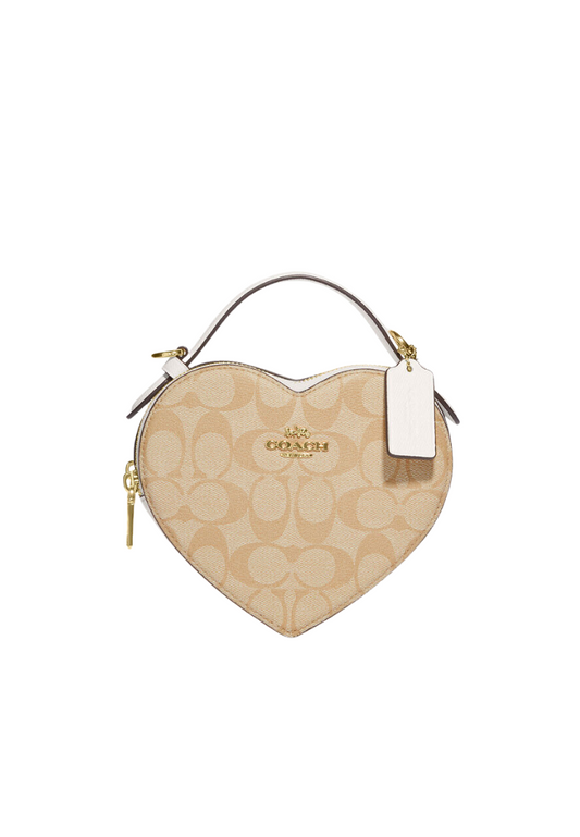 Coach Heart Crossbody Bag Signature Canvas In Light Khaki Chalk CJ450