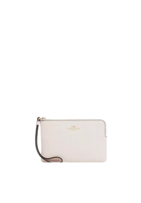 Coach Corner Zip Wristlet In Chalk CV396
