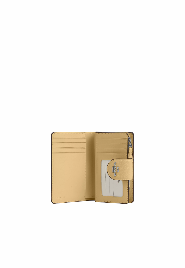 ( PREORDER ) Coach Medium Corner Zip With Floral Print Wallet In Washed Yellow CEC30