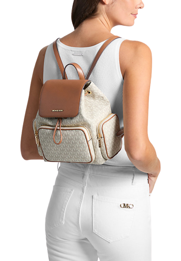 ( PREORDER ) Michael Kors Merritt Small Signature Logo Cargo Backpack In Vanilla 35S6G0WB5B