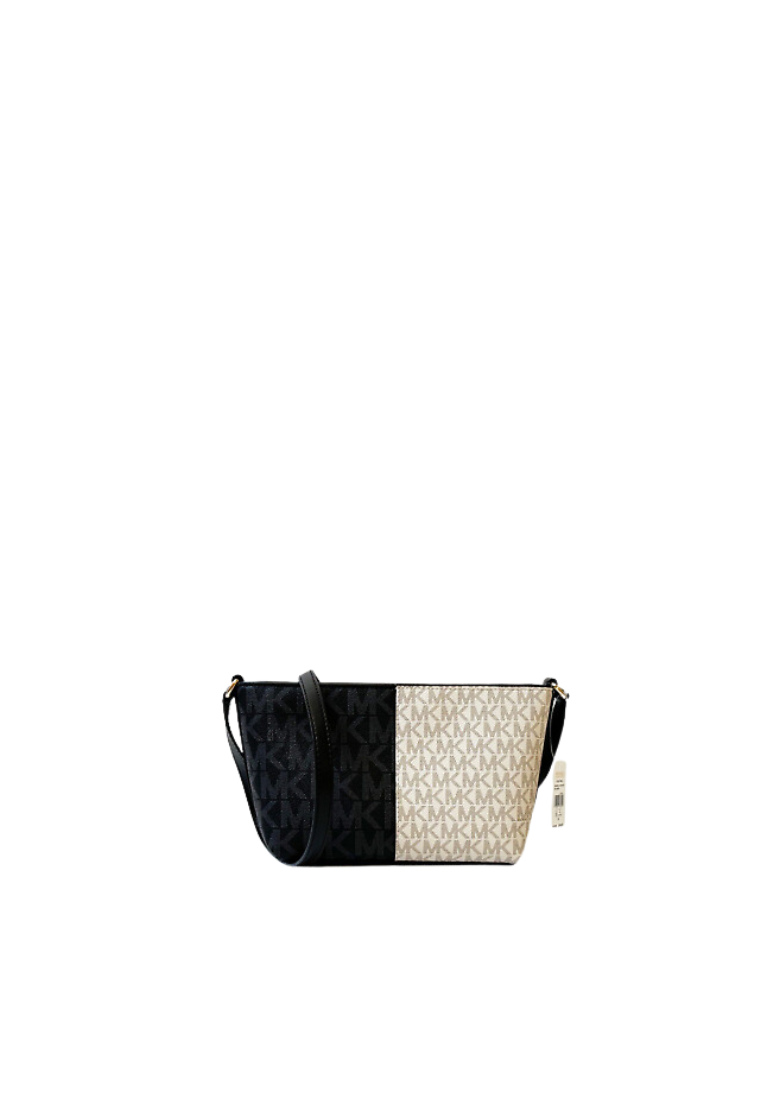 Michael Kors Jet Set Travel Crossbody Bag Small Two-Tone Logo In Black Multi 35F4GTVC1V