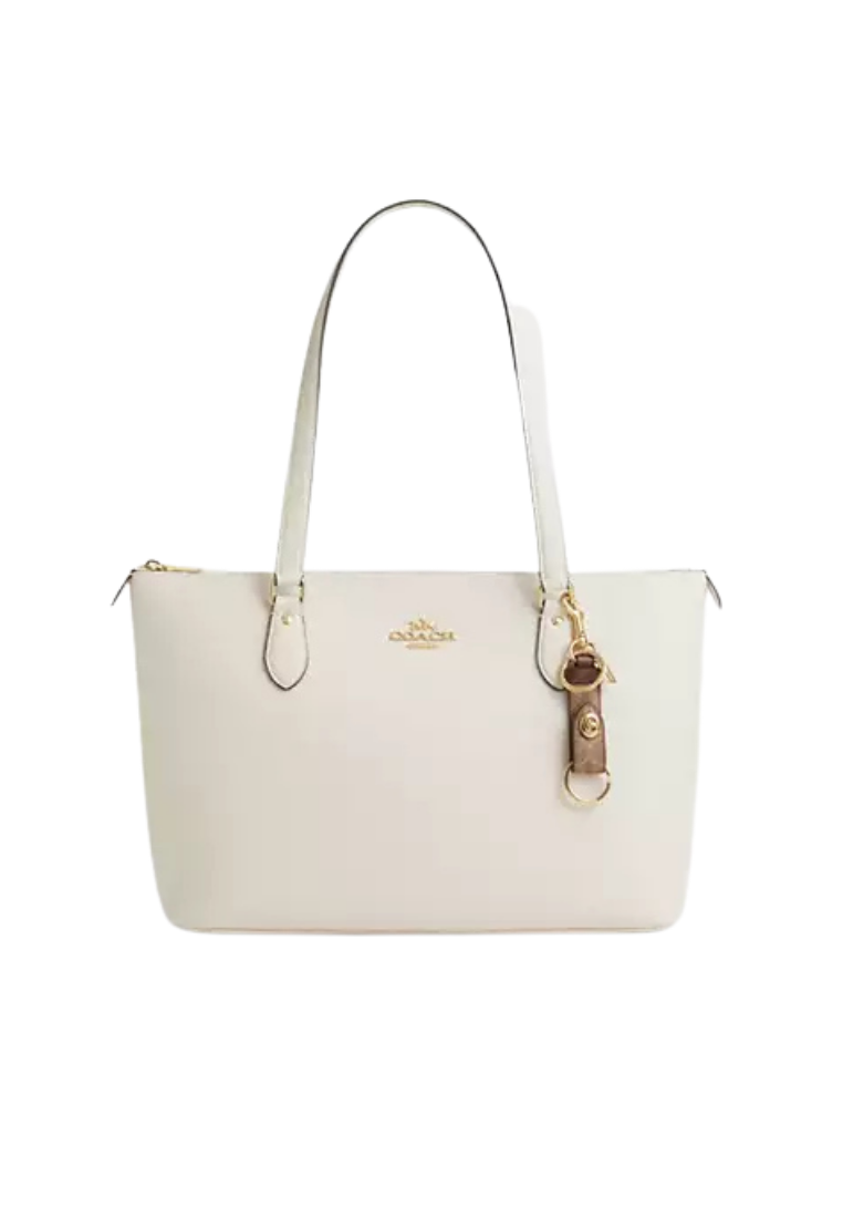 ( PREORDER ) Coach Trigger Snap Bag In Signature Canvas Charm In Gold Tan Brown CY235