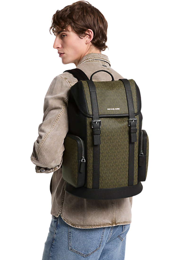 ( PREORDER ) Michael Kors Hudson Signature Logo Backpack In Olive 33S5LHDB8B